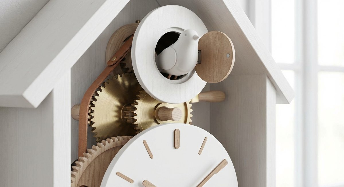 Dettaglio orologio a cucù Karlsson design minimalista