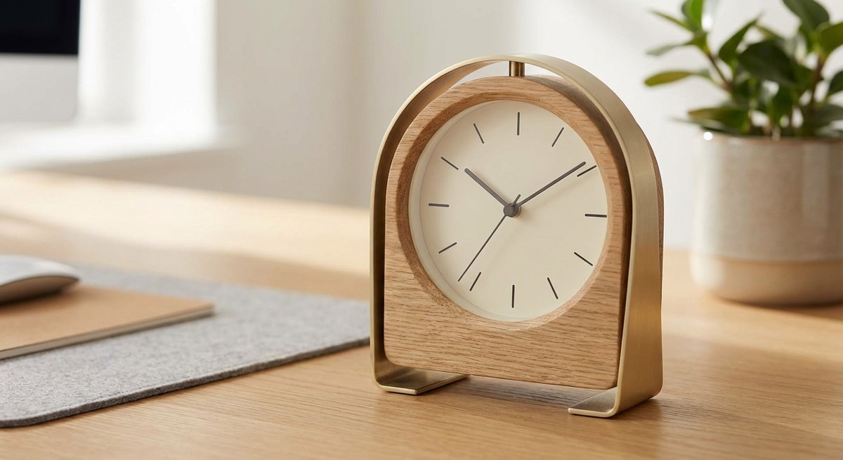 Dettaglio orologio da tavolo Karlsson design minimalista